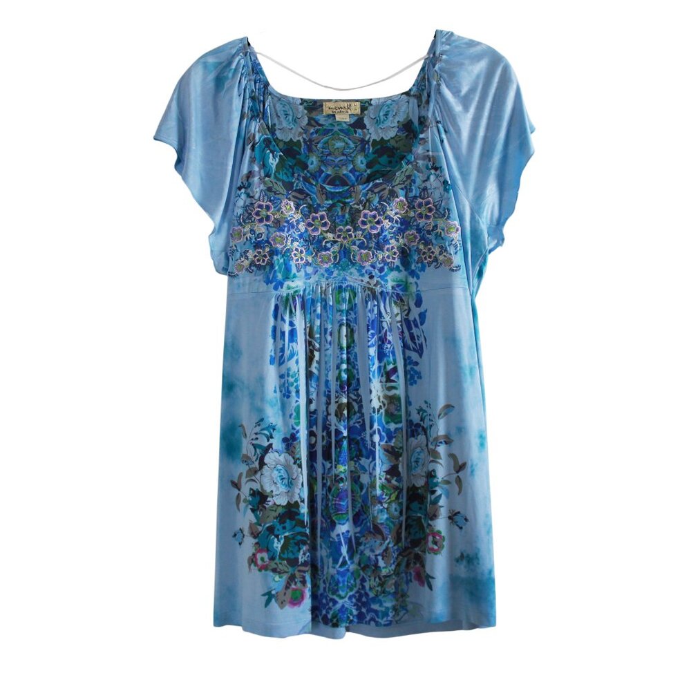 One World Watercolour Embroidered Floral Tunic Top